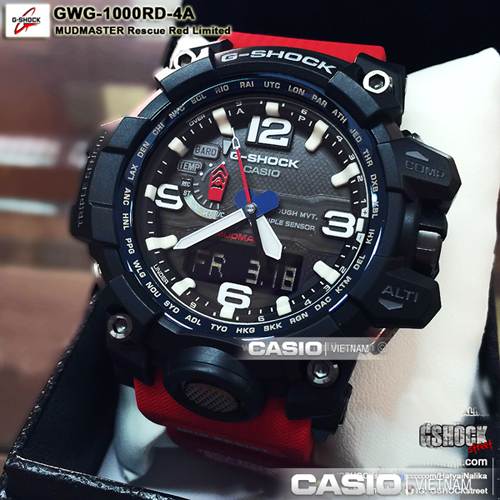 Đồng hồ nam Casio G-Shock Mudmaster GWG-1000RD-4A Mặt kính Saphire